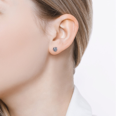 Серьги-пусеты из чернёного серебра «Роза»