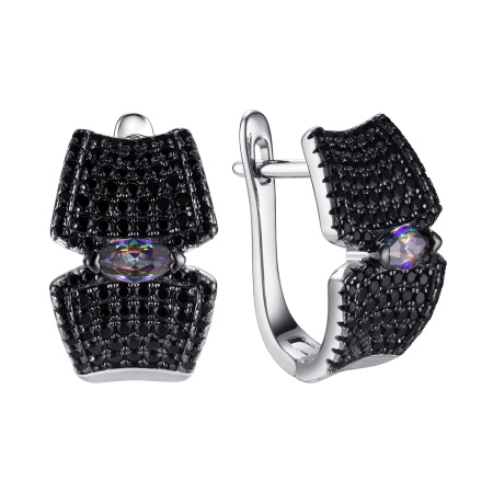 Серьги из серебра с фианитом и кристаллом