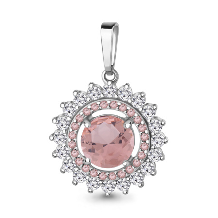 Подвеска из серебра с нанотурмалином и фианитами