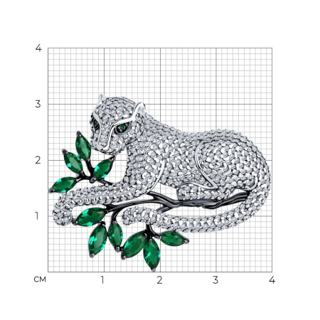 Брошь из серебра с фианитами «Пантера»