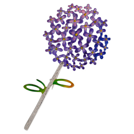 Брошь из серебра «Сирень» с эмалью