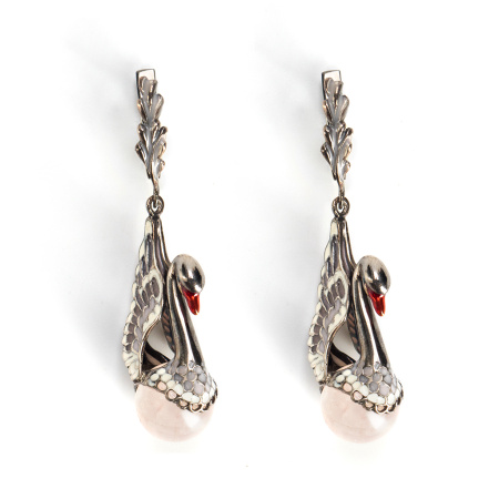 Серебряные серьги «Лебеди»