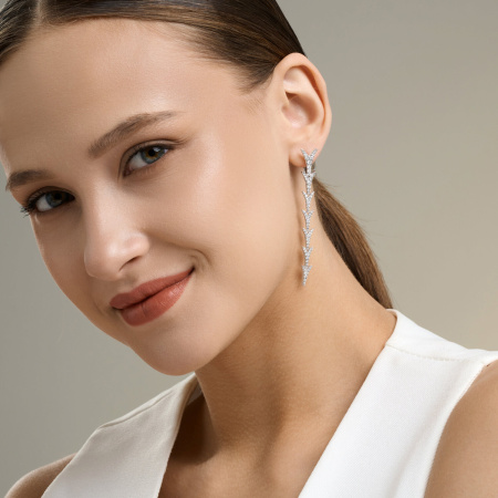 Серьги из серебра с фианитами