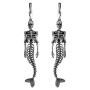 Серьги серебро 925 скелет русалки череп длинные