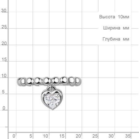 Серебряное кольцо с фианитом «Сердце»