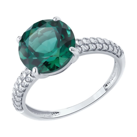 Кольцо из серебра с кварцем и фианитами