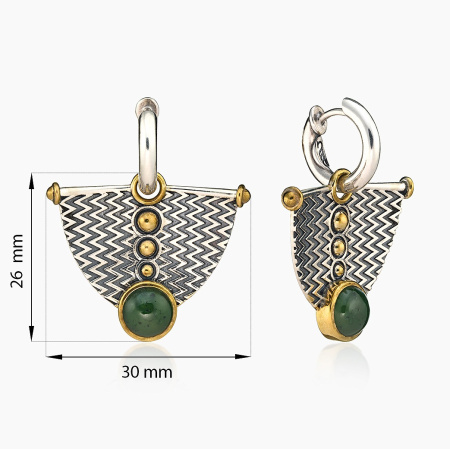 Серебряные серьги «Нефритовый Парус»