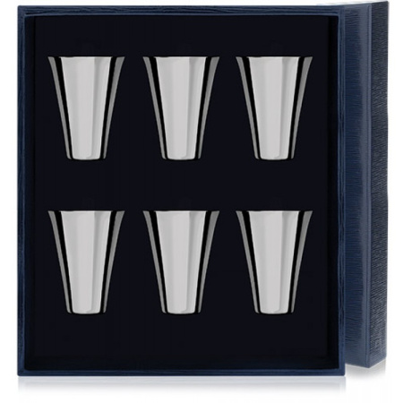 Серебряный набор стопок «Гладкие» - 6 предметов