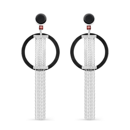 Серьги из серебра с деревом, корундом и фианитами