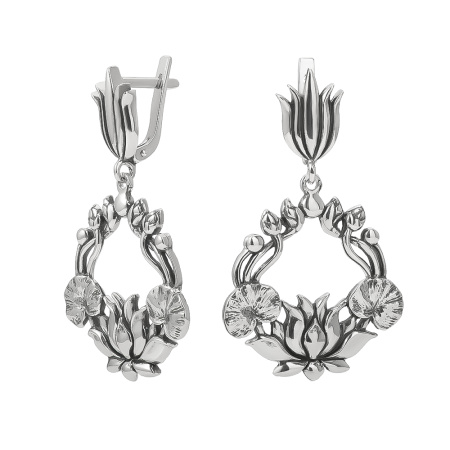 Серьги из серебра «Лотос»