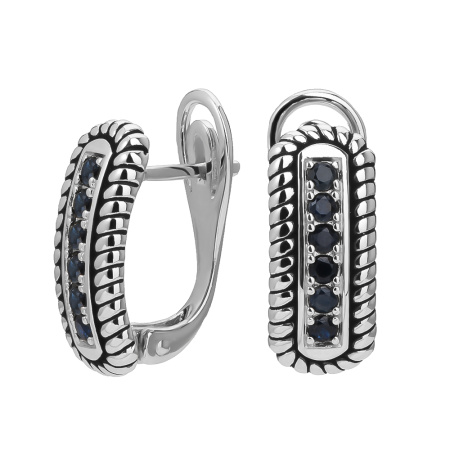 Серьги из серебра с сапфиром