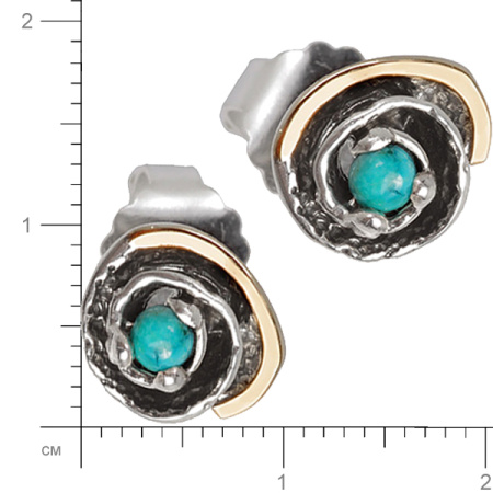 Серебряные серьги гвоздики с бирюзой