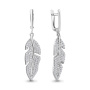 Серьги из серебра с фианитами «Перья»