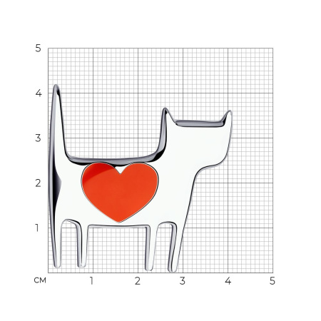 Брошь из серебра с эмалью «Кот»