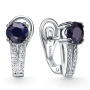 Серебряные серьги с сапфиром и фианитами