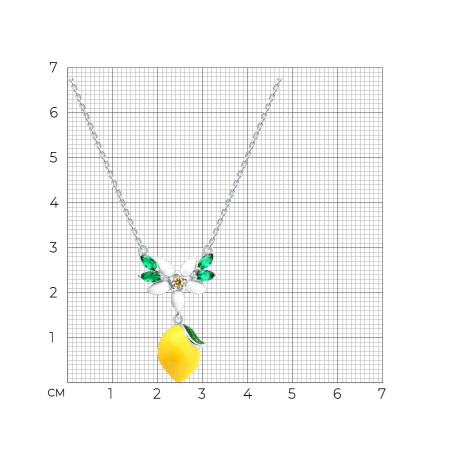 Колье из серебра с фианитами и эмалью «Лимон»