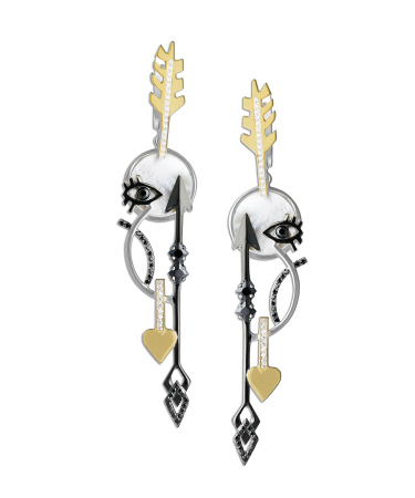 Серьги из серебра с перламутром и фианитами