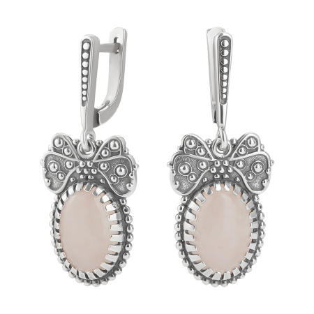 Серьги из серебра «Бабочки» 925 пробы с розовым кварцем