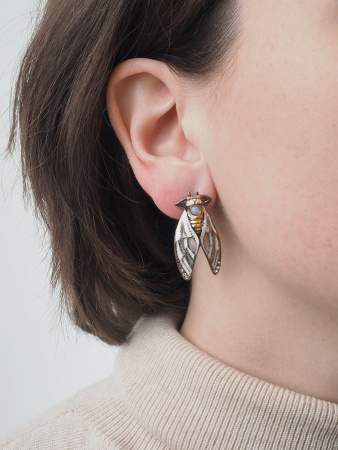 Серебряные серьги «Цикады»