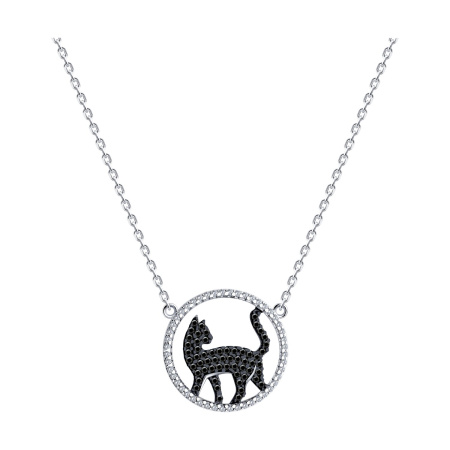 Серебряное колье с фианитами «Кошка»