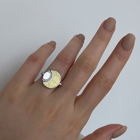 Серебряное кольцо вращающееся с эмалью «Затмение»