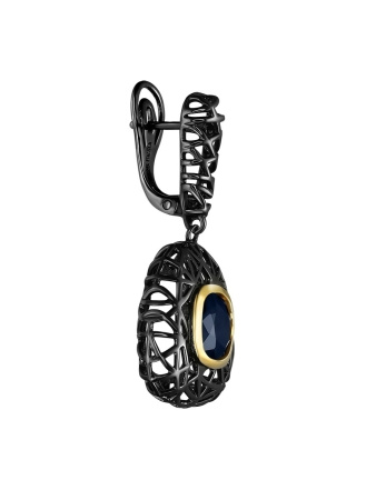 Серьги из серебра с натуральным сапфиром