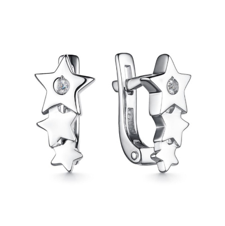 Серьги с бриллиантом «Звезды» из серебра