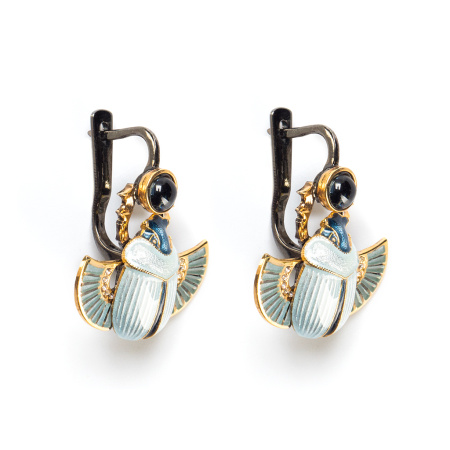 Серебряные серьги «Скарабеи»