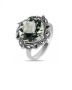 Серебряное кольцо с зеленым аметистом и марказитами Swarovski