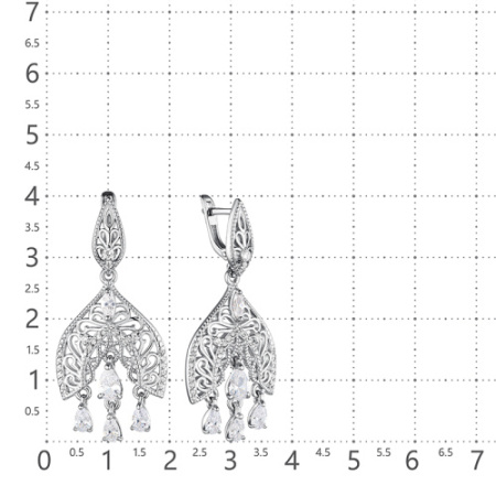 Серьги из серебра с фианитами «Русские царевны» A la Rus