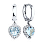 Серьги из серебра с топазами и фианитами «Сердце»