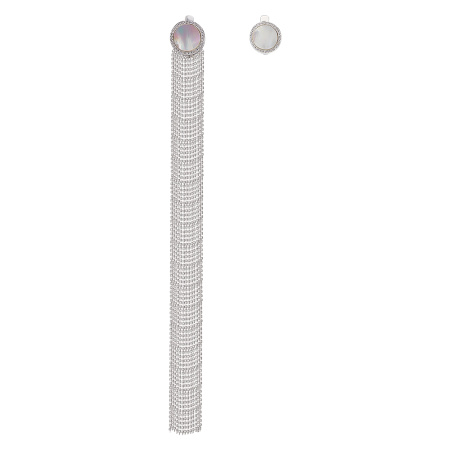 Серьги из серебра с фианитом и перламутром