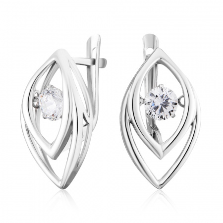 Серебряные серьги «Танцующий фианит»