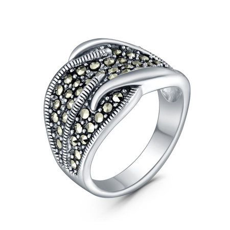 Кольцо из чернёного серебра с марказитами