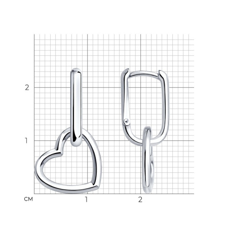 Серьги из серебра «Сердце»
