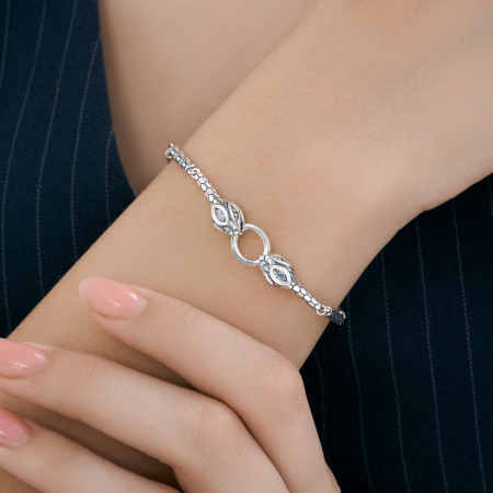 Серебряный браслет с фианитами «Змея»