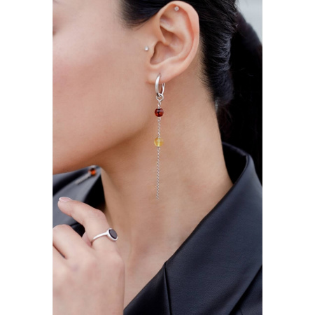 Серьги из серебра с янтарем