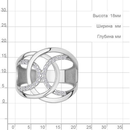 Кольцо из серебря с фианитами «Линии»