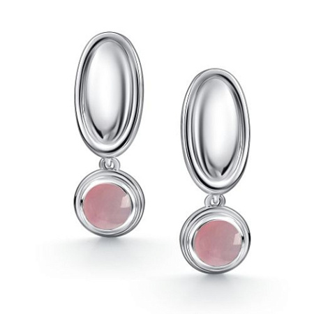 Серьги из серебра с розовым кварцем