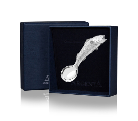 Ложка к набору для специй «Рыба» с чернением из серебра