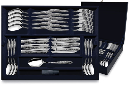 Серебряный набор десертный «Морозко» 24 предмета