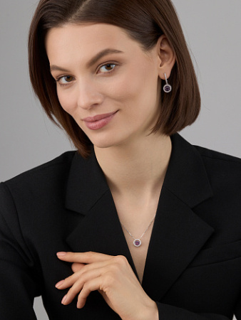 Серьги из серебра с аметистом и фианитами