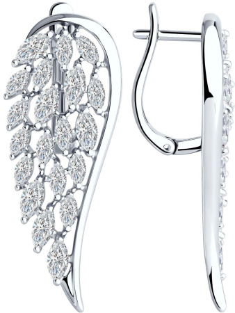 Серьги из серебра с фианитами «Крылья»