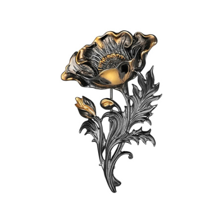 Серебряная брошь с позолотой «Мак»