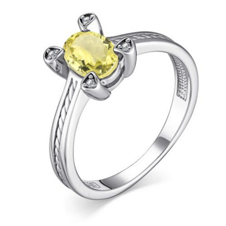 Серебряное кольцо с кварцем и фианитами