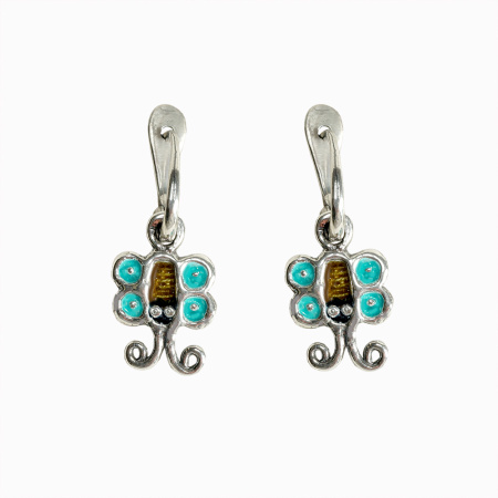 Серьги из серебра с эмалью «Мотыльки»