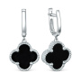Серьги из серебра с черным ониксом «Цветок»
