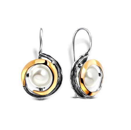 Серебряные серьги с жемчугом и позолотой