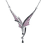 Колье из серебра «Эльфийские крылья» с витражной эмалью