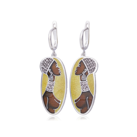 Серебряные серьги «Кения» с эмалью